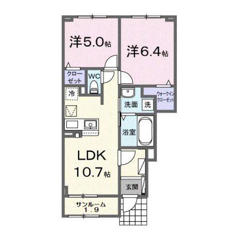 富山地鉄本線 東新庄駅 徒歩6分 2階建 新築(2LDK/1階)の間取り写真