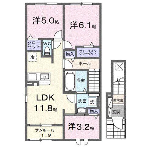 富山地鉄本線 東新庄駅 徒歩6分 2階建 新築(3LDK/2階)の間取り写真