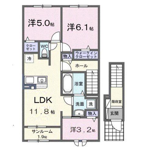 富山地鉄本線 東新庄駅 徒歩6分 2階建 新築(3LDK/2階)の間取り写真