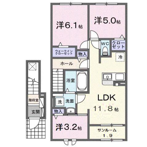 富山地鉄本線 東新庄駅 徒歩6分 2階建 新築(3LDK/2階)の間取り写真