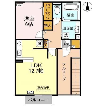 富山地鉄不二越上滝 上堀駅 徒歩31分 2階建 築14年(1LDK/2階)の間取り写真