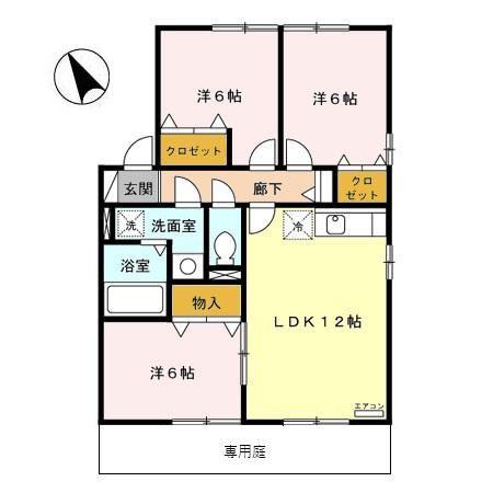 リビングタウン中川栄町 B(3LDK/1階)の間取り写真