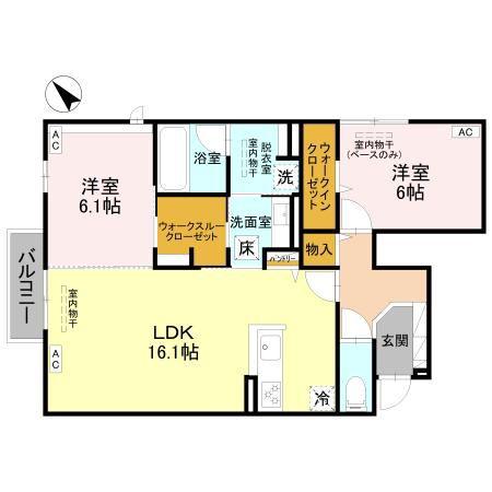 富山地鉄富山市内線 大町駅(富山) 徒歩14分 2階建 新築(2LDK/1階)の間取り写真