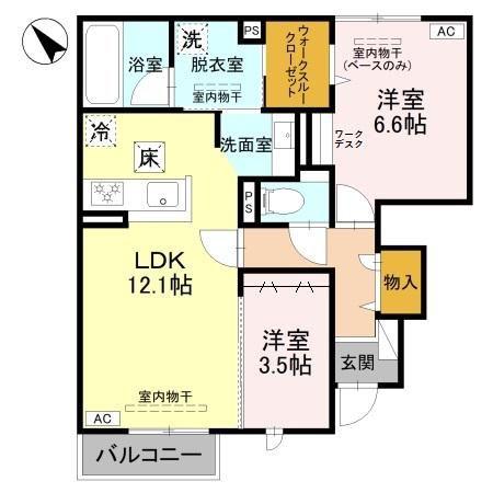 富山地鉄富山市内線 大町駅(富山) 徒歩14分 2階建 新築(2LDK/1階)の間取り写真