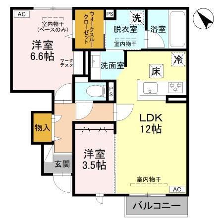 富山地鉄富山市内線 大町駅(富山) 徒歩14分 2階建 新築(2LDK/1階)の間取り写真