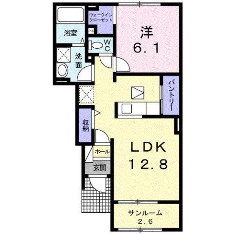 チューリップ・12(1LDK/1階)の間取り写真