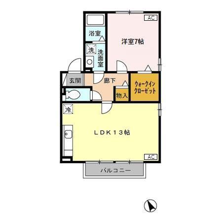 富山地鉄不二越上滝 南富山駅 徒歩54分 2階建 築22年(1LDK/2階)の間取り写真
