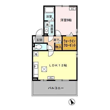 富山地鉄不二越上滝 南富山駅 徒歩54分 2階建 築22年(1LDK/1階)の間取り写真