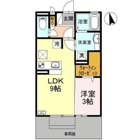 富山地鉄不二越上滝 大泉駅(富山) 徒歩9分 2階建 築23年(1LDK/1階)の間取り写真