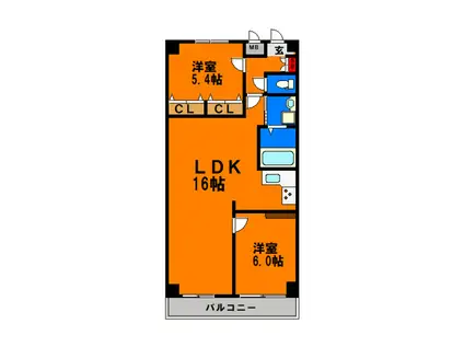 アメニティ21(2LDK/2階)の間取り写真