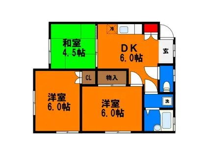 マリンコーポⅡ(3DK/1階)の間取り写真