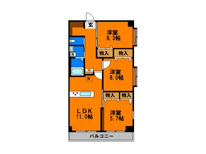 アメニティ21(3LDK/3階)の間取り写真