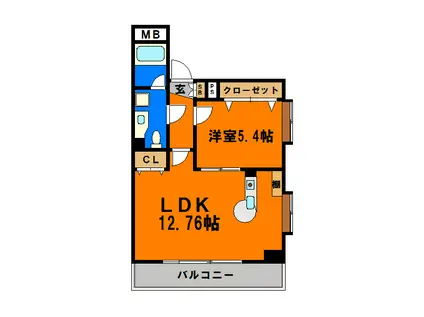 チハヤアネックスビル(1LDK/6階)の間取り写真