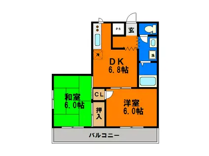 メイフェア(2DK/3階)の間取り写真