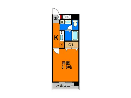 都町小川マンション(1K/4階)の間取り写真