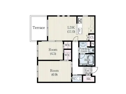 TERRACE CLIVIA 市川中央(2LDK/2階)の間取り写真