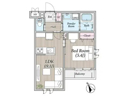 TERRACE CLIVIA 南八幡(1LDK/1階)の間取り写真