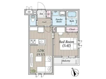 TERRACE CLIVIA 南八幡(1LDK/3階)の間取り写真
