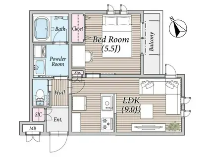 TERRACE CLIVIA 南八幡(1LDK/3階)の間取り写真