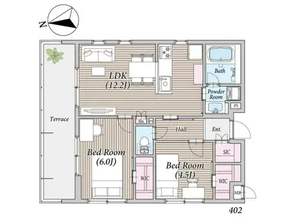 CLIVIA東菅野1丁目(2LDK/3階)の間取り写真
