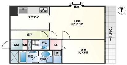 アドマスタワー(1LDK/4階)の間取り写真