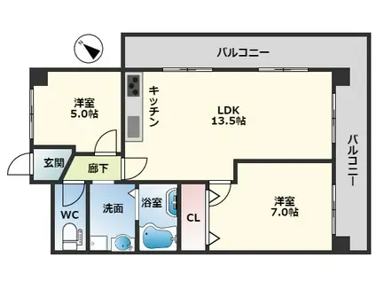 メゾン千里中央(2LDK/1階)の間取り写真