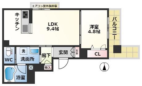 クロス・ロード豊中(1LDK/2階)の間取り写真