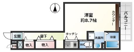 豊中ガーデンズコート(ワンルーム/1階)の間取り写真