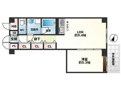 豊中ガーデンズコート(1LDK/3階)の間取り写真