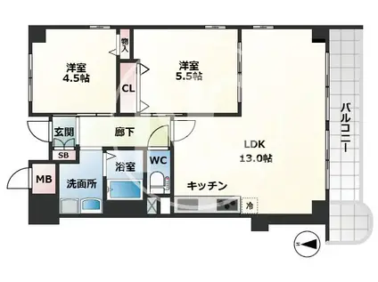 ARBRE JOTO(2LDK/6階)の間取り写真