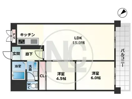 メゾン千里中央(2LDK/3階)の間取り写真