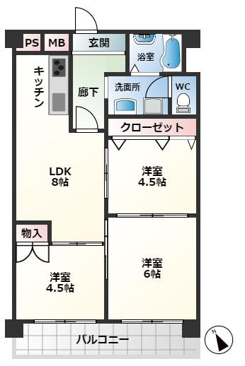 メゾン千里中央(3LDK/3階)の間取り写真