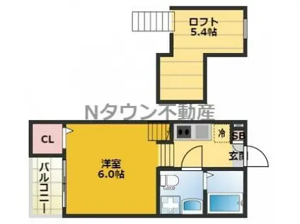 アヴニール・モンテ(ワンルーム/1階)の間取り写真