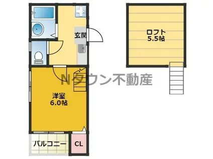 ロフト栄生(1K/1階)の間取り写真