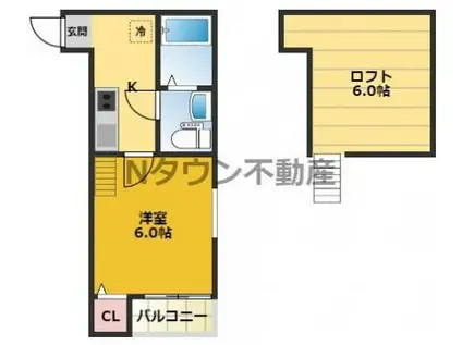 エスポワール本陣(1K/2階)の間取り写真
