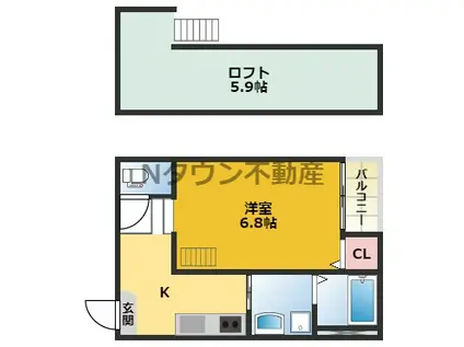 リブフラット藤江(1K/1階)の間取り写真