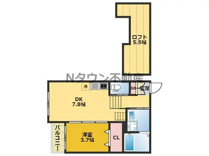 ルークス名古屋2(1LDK/2階)の間取り写真