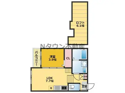 本陣テラス(1LDK/1階)の間取り写真