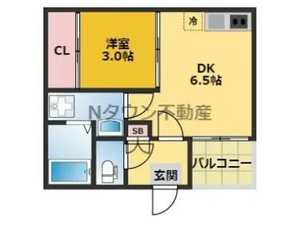 CREST浄心(1DK/1階)の間取り写真