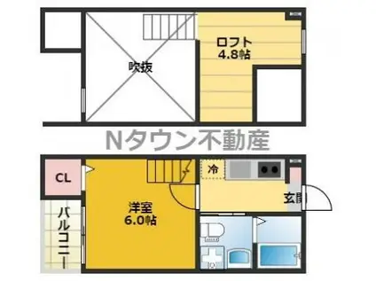 名古屋市鶴舞線 浅間町駅 徒歩11分 2階建 築9年(1K/1階)の間取り写真