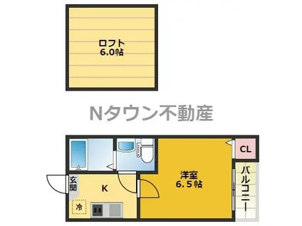 コンパートハウス本陣(1K/1階)の間取り写真