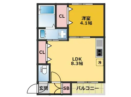 セントラルパーク中村公園(1LDK/2階)の間取り写真