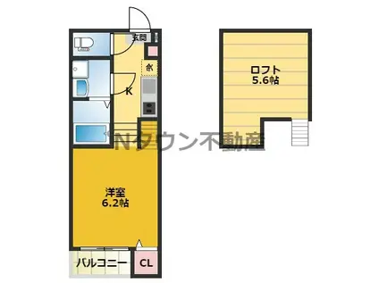 ソライユ本陣(1K/1階)の間取り写真