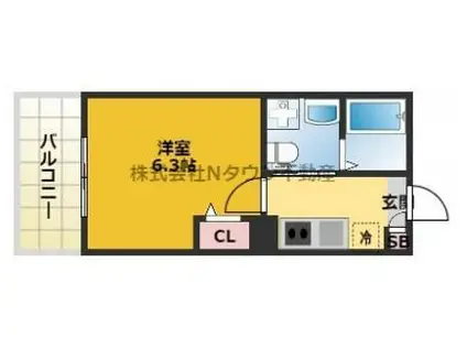 T.A矢田東(1K/1階)の間取り写真