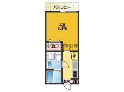 ディアコート塩池(1K/3階)の間取り写真