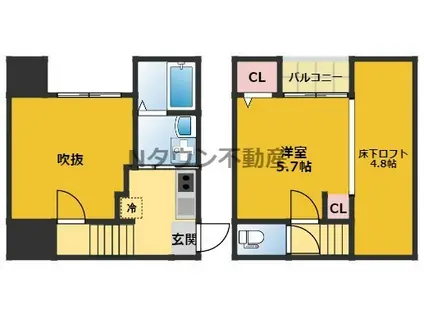 パウコーポ栄生(ワンルーム/1階)の間取り写真