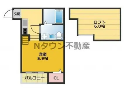 ファンタジアン名駅西(1K/1階)の間取り写真