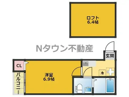 ネスト栄生(1K/1階)の間取り写真