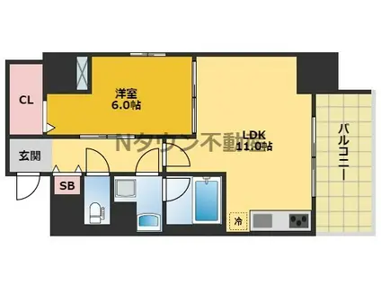 プティフルール(1LDK/10階)の間取り写真