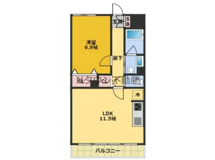 サンエスケーイワタ名城(1LDK/9階)の間取り写真